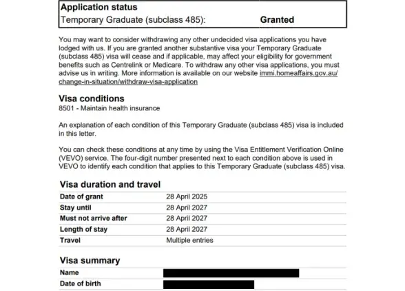 Visa grant